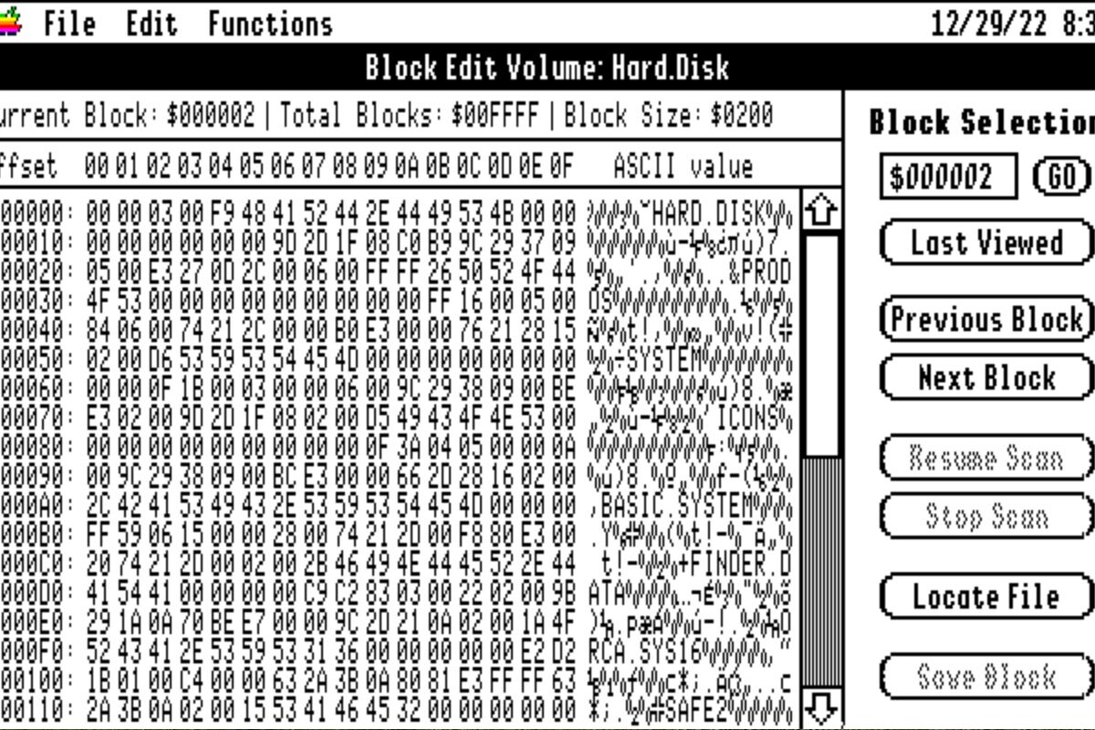 A screenshot of hexadecimal values
