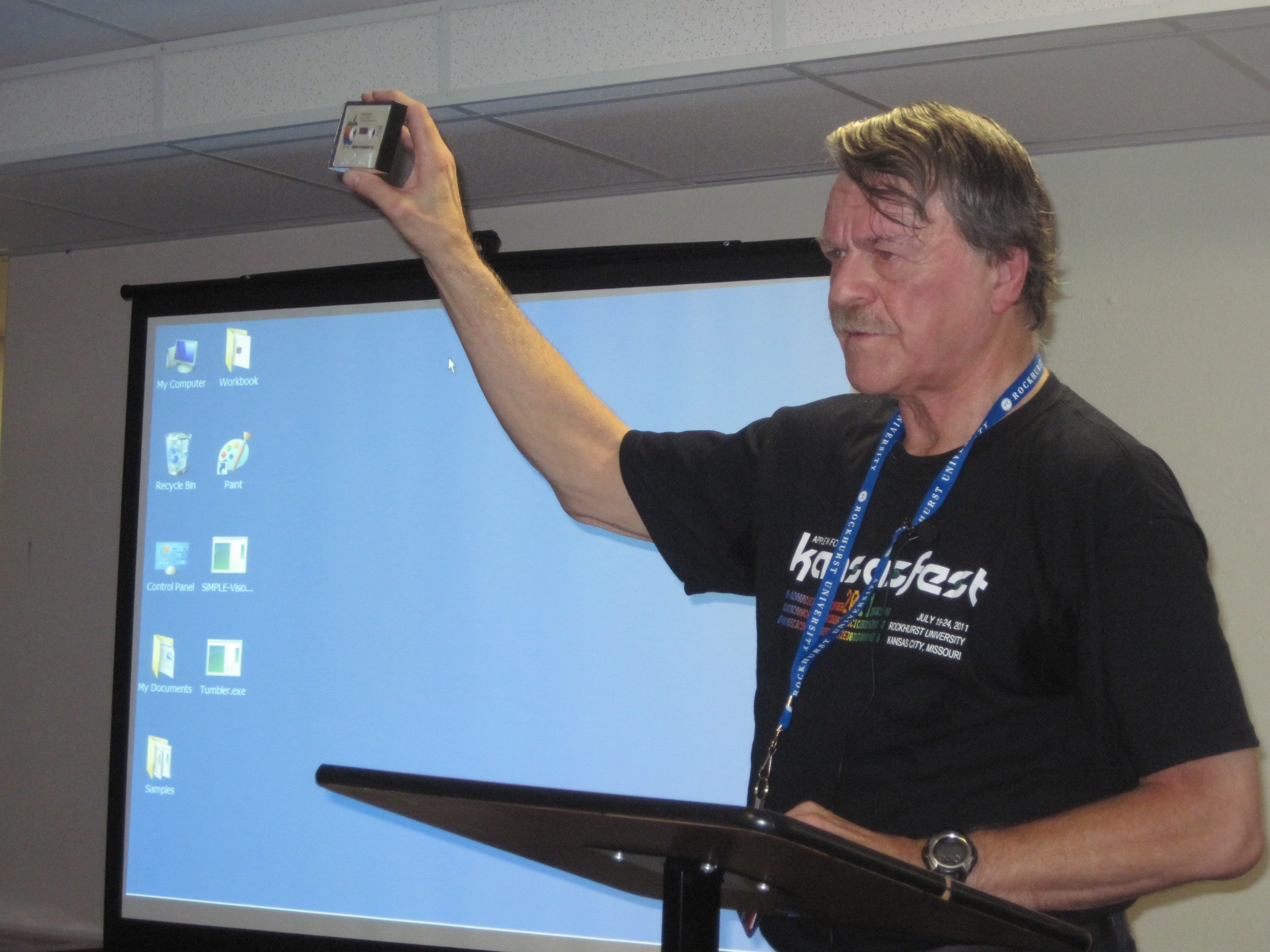 Bob Bishop with one of his original audio cassette products