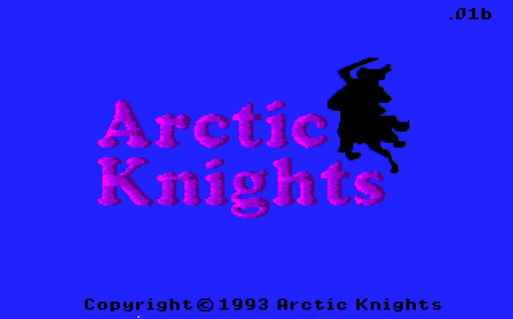 The purple text "Arctic Knights" against a blue background
