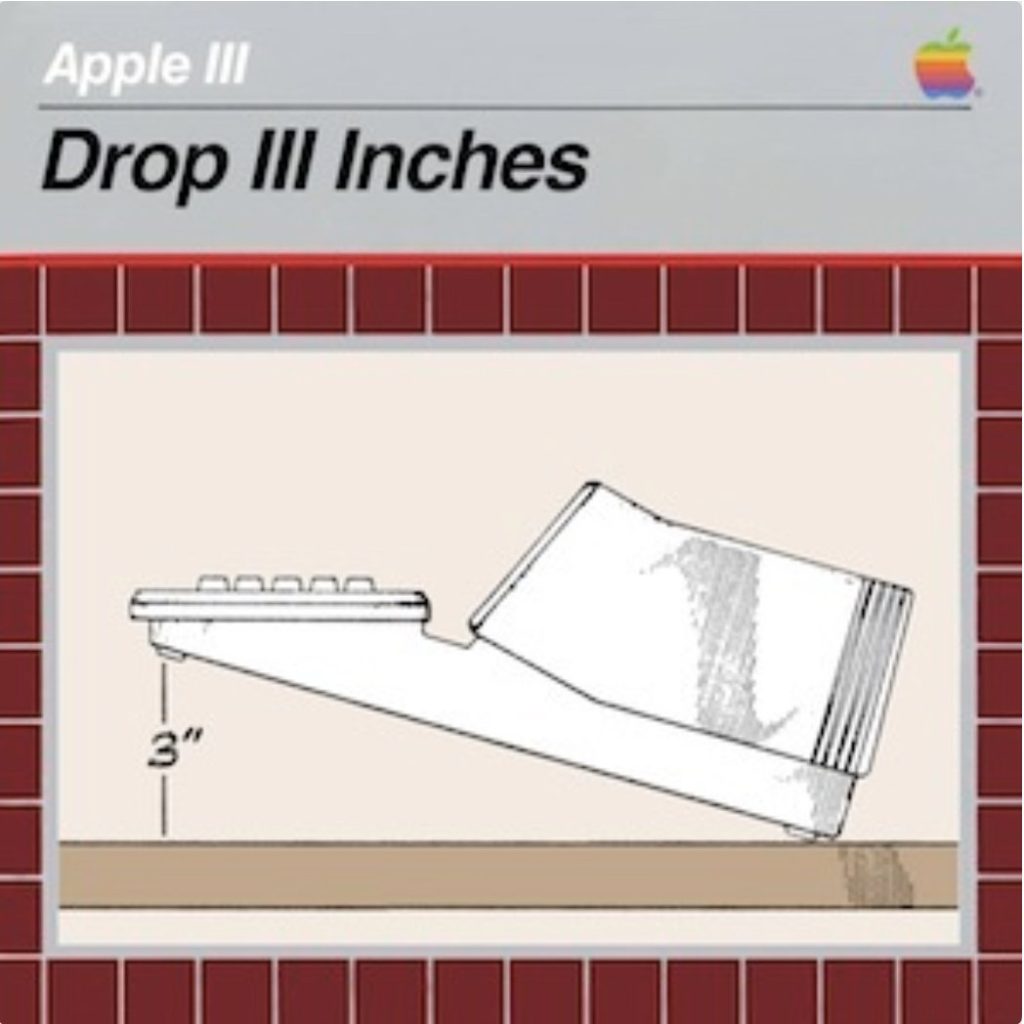 A diagram of an Apple III being dropped
