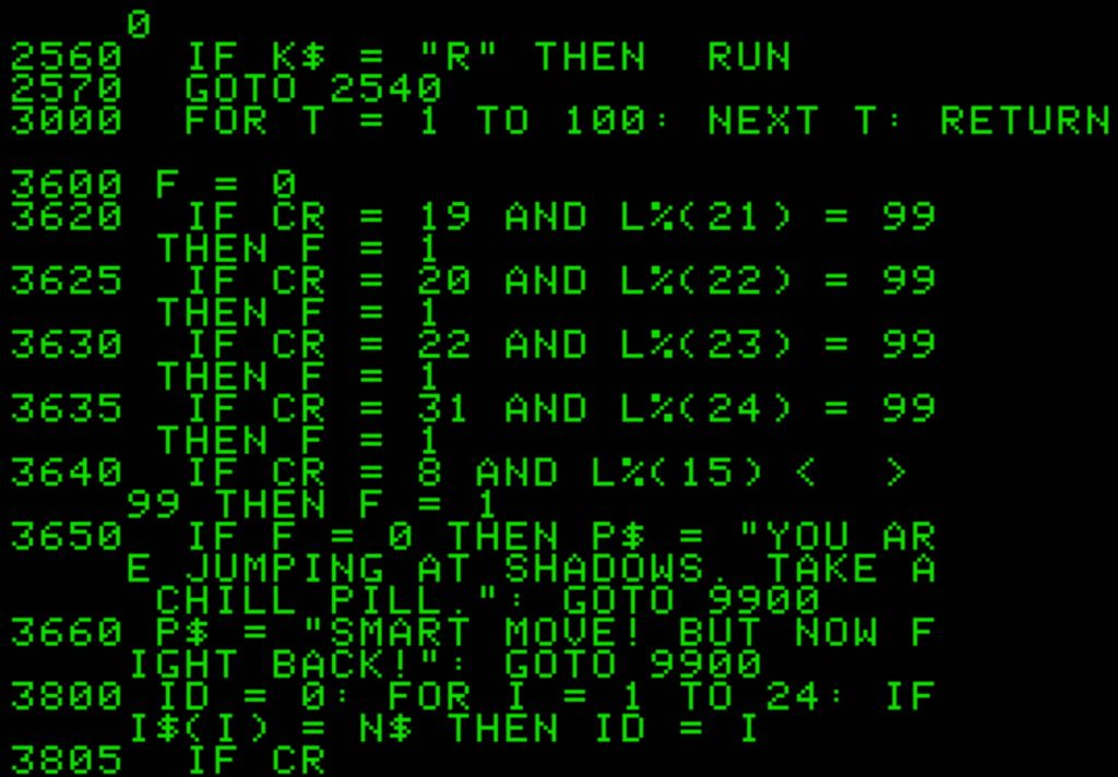 Sample of the program's Applesoft BASIC code